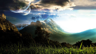 Mountain range sky planet sun 3 - a sun free wallpaper