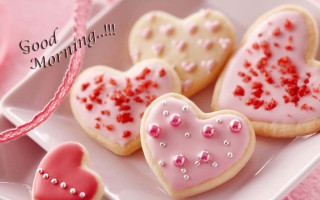 Heart cookies pink icing red - morning free wallpaper