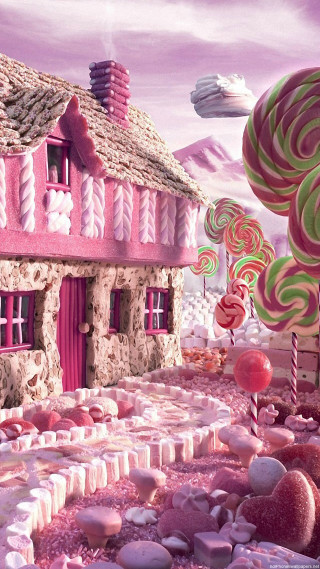 Pink house candy land architecture - a house free wallpaper