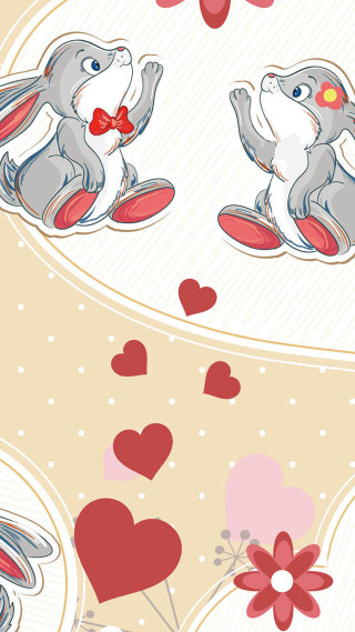 Rabbit bowtie red heart hearts - a red heart free wallpaper
