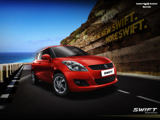 Red car driving cliff side - a road next free wallpaper