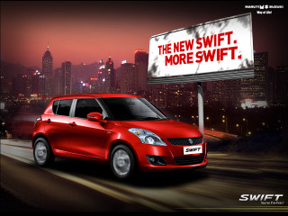 Red car driving street billboard - a street next free wallpaper