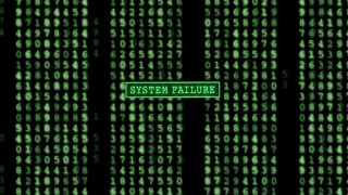 Green sign black background system - dystopian art free wallpaper