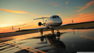 Small plane parked runway sunset - sunset free wallpaper