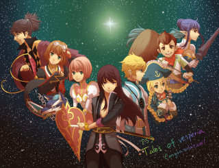 Anime characters star filled sky - a group of anime characters free wallpaper