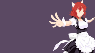 Woman dancing redhair cat ears - lineart free wallpaper