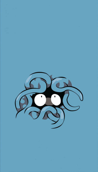 Cartoon character blue background octopus - a minimalist painting free wallpaper