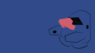 Blue background red black animal - derf free wallpaper