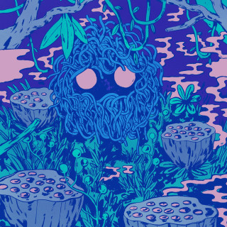Blue pink strange creature plants - wide free wallpaper