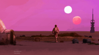 Desert man moonlight purple sky - a distant object in the distance free wallpaper