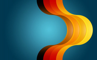 Blue background red yellow curved 2 - geometric free wallpaper for desktop