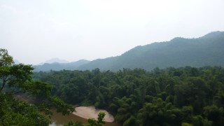 River forest hillside trees grass - dai xi free wallpaper