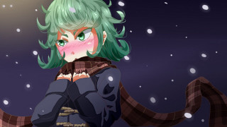 Woman green hair scarf snow - her head free wallpaper for desktop