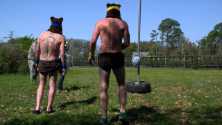 Couple people grass frisbee bear - primitivism free wallpaper