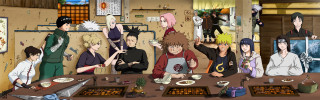 Group people table food drinks 2 - one person holding free wallpaper