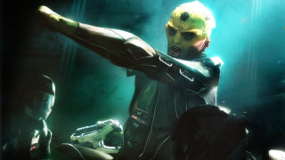 Futuristic man suit pointing air - a futuristic suit free wallpaper