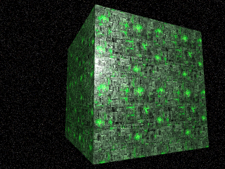 Green cube dots dark sky - ray free wallpaper