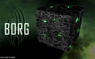 Black cube green eyes spider - blender and photoshop free wallpaper