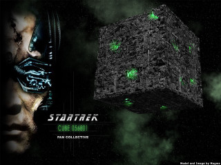 Cube green lights man face - 8 k concept art free wallpaper