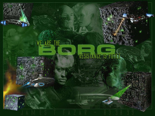 Borg resistanceists green poster assemblage - a collage of images free wallpaper
