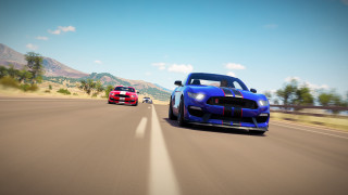Cars driving road mountains blue - f 8 aperture free wallpaper