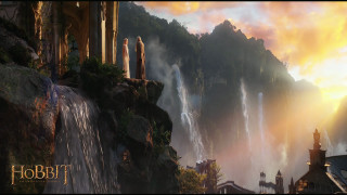 Waterfall fantasy castle background castle - christophe vacher free wallpaper