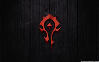 Red logo wooden wall dark 2 - a red logo free wallpaper