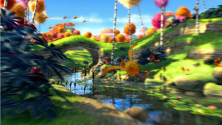 Digital painting landscape trees flowers - motion blur free wallpaper for desktop