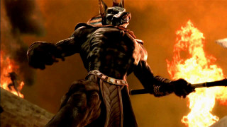 Man costume sword fire background - furry free wallpaper