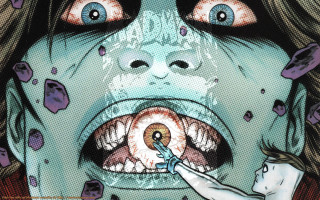 Woman toothbrush creepy face worm - graphic novel free wallpaper