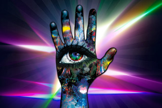 Hand painted eye multicolored background - painted free wallpaper