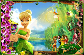 Tinkerbell sign forest scene flowers - promotional image free wallpaper for desktop