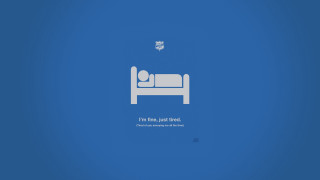 Blue wall bed person bird - constant free wallpaper