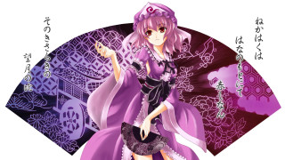 Purple fan portrait kimono pink - asian character free wallpaper