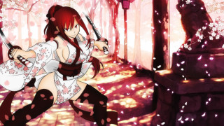 Woman white dress sword forest 3 - a white dress holding free wallpaper
