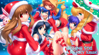 Girls christmas costumes merry message - a group of girls free wallpaper