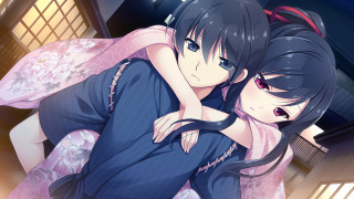 Anime characters hugging room windows - window free wallpaper for desktop