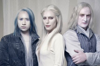 Three people white hair blue - three person free wallpaper