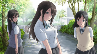 Girls standing sidewalk trees bushes - a group of girls free wallpaper