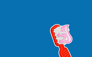 Red toothbrush pink toothpaste blue - a silk screen free wallpaper