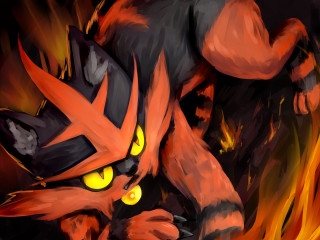 Cartoon cat yellow eyes black 3 - sharp claw free wallpaper