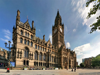Large building clock tower sidewalk - a clock tower free wallpaper