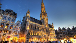 Cityscape clocktower night european fantasy - barthel bruyn free wallpaper