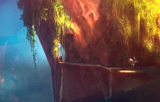 Cliff horse man standing painting 2 - anton fadeev free wallpaper