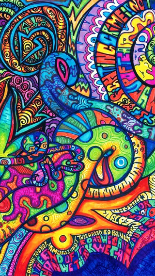 Colorful abstract design painting vibrant - psychedelic art free wallpaper