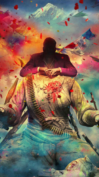Man gun paint splattered face - a rock free wallpaper