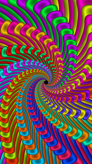 Colorful spiral black hole center - psychedelic art free wallpaper