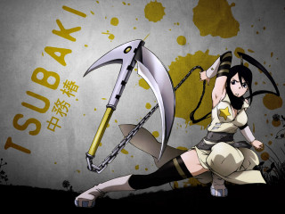 Woman knife axe yellow background - sign free wallpaper