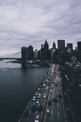 City bridge river view cars - a view of a city free wallpaper