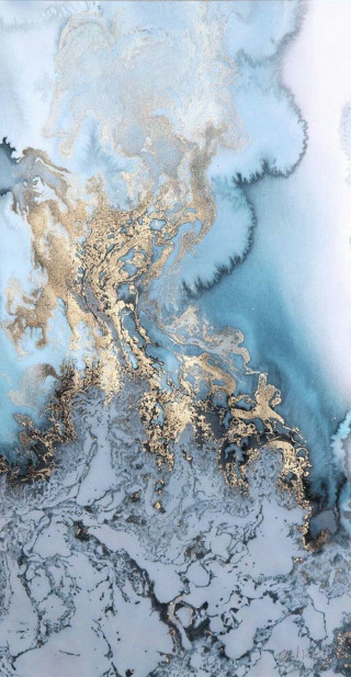 Gold blue painting art surface - a black border free wallpaper